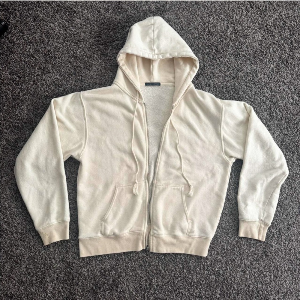 Cream Zip-Up Hoodie